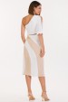 Saia Midi de Alfaiataria Feminina Desirrée - Off White com Bege - Tlic Rio