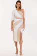 Saia Midi de Alfaiataria Feminina Desirrée - Off White com Bege - Tlic Rio