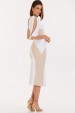 Saia Midi de Alfaiataria Feminina Desirrée - Off White com Bege - Tlic Rio