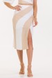 Saia Midi de Alfaiataria Feminina Desirrée - Off White com Bege - Tlic Rio