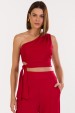 Blusa Cropped de Alfaiataria Feminina Ashley - Vermelho - Tlic Rio