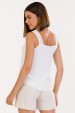 Blusa Regata de Alfaiataria Feminina Akemi - Off White com Bege - Tlic Rio