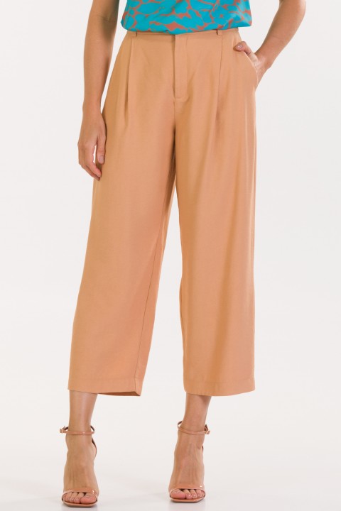 Calça Pantacourt de Alfaiataria Feminina Amapola - Camel Clay - Tlic Rio