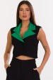 Blusa Cropped de Alfaiataria Feminina Isabelle - Verde Heineken com Preto - Tlic Rio