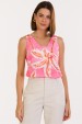 Blusa Regata de Alfaiataria Feminina Ana Julia - Rosa Coqueiros - Tlic Rio