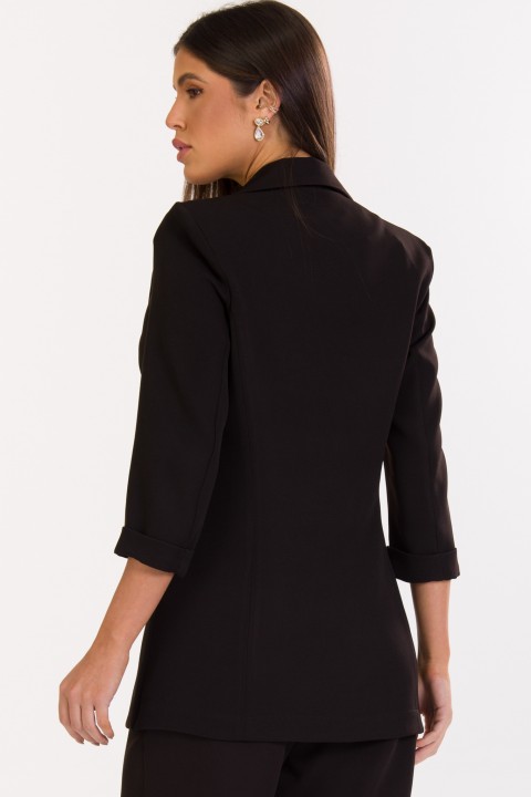 Blazer Alongado de Alfaiataria Feminina Odessa - Preto - Tlic Rio