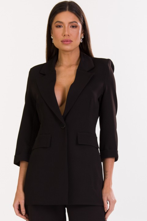 Blazer Alongado de Alfaiataria Feminina Odessa - Preto - Tlic Rio