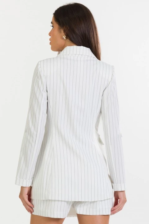 Blazer Alongado de Alfaiataria Feminina Patrizia - Branco - Tlic Rio