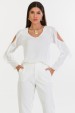 Blusa de Alfaiataria Feminina Manga Longa Nice - Off White - Tlic Rio