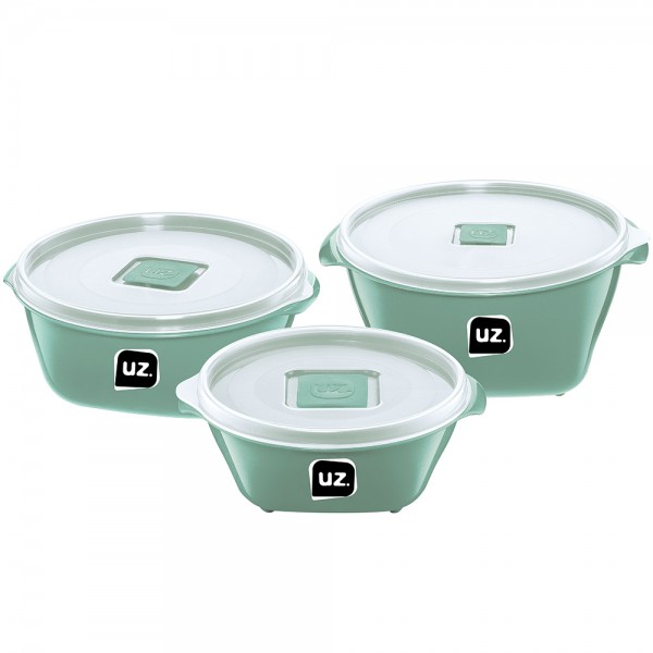 Kit 3 Pote Multiúso Premium Verde Menta