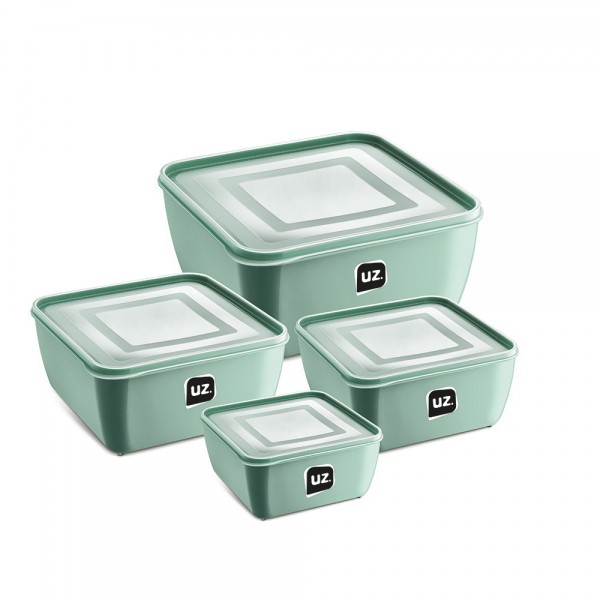 Kit 4 Pote Multiuso Quadrado Premium Verde Menta