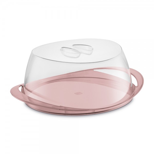 Porta Bolo Gold Translúcido Rosa