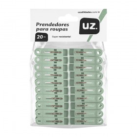 Kit com 20 Prendedores Plasticos 5,3cm Verde Menta