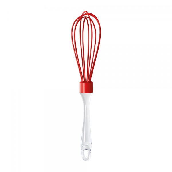 Batedor de Ovos Cabo Transparente 25cm Vermelho