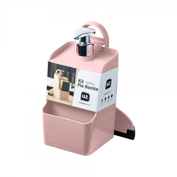 Kit Dispenser Slim + Rodinho para Pia Rosa