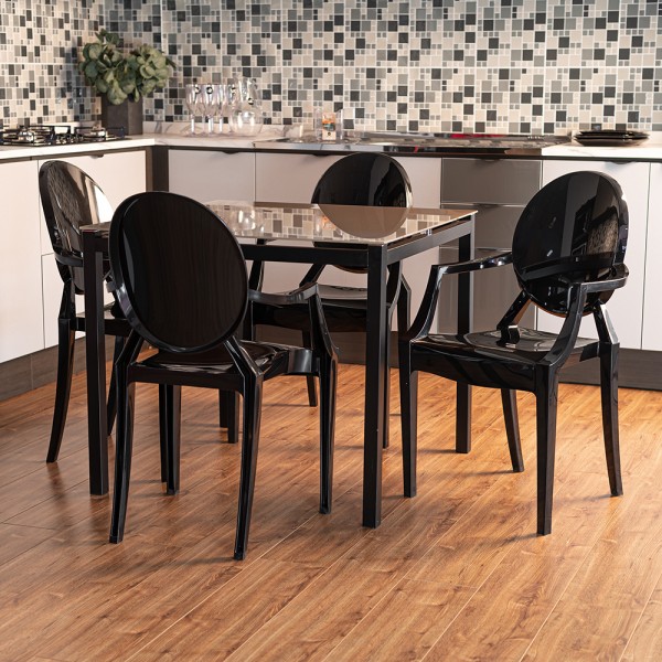 4 Cadeiras Wind Plus Preto