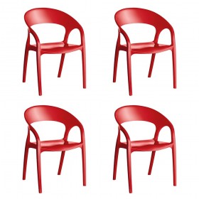 4 Cadeiras Glass Plus Vermelho