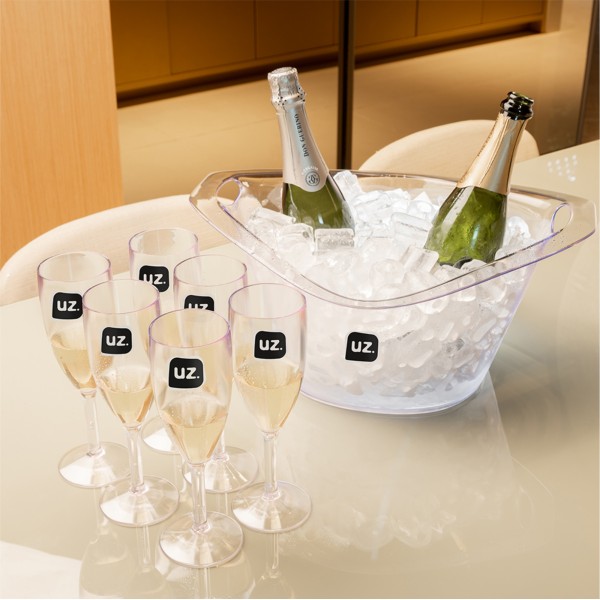 Kit Festa 6 Taças 1 Balde Translúcido Transparente Uz