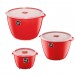 Conjunto 3 Potes Redondos Multiuso Vermelho Uz