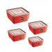 Conjunto 4 Potes Quadrdados Multiuso Vermelho Uz