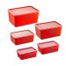 Conjunto 5 Potes Multiuso Quadrados Vermelho Uz