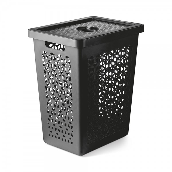 Cesto Organizador com Tampa 55 Litros Preto