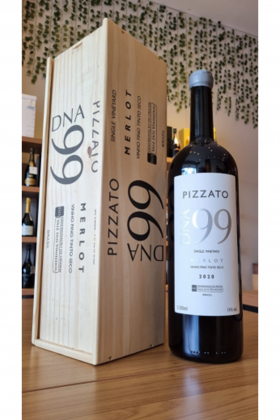 Vinho Tinto Pizzato Dna99 Single Vineyard Merlot D.o. Safra 2021 + Caixa de Madeira 1,5l